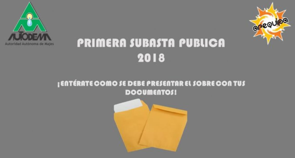 PRESENTACIÓN DE SOBRES “SUBASTA PUBLICA 2018”